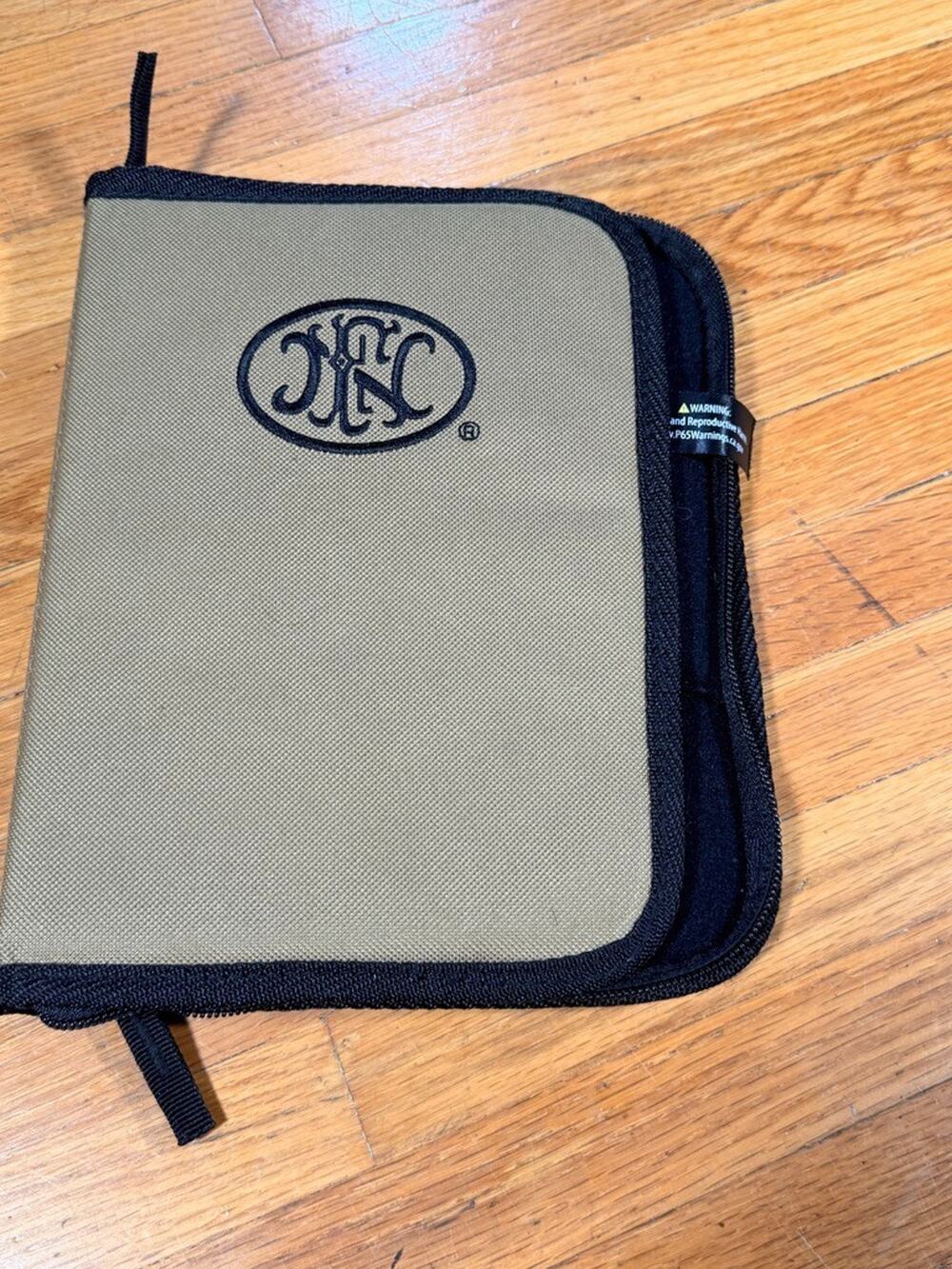 FN Herstal Factory Soft Pistol Case Tan Black Padded Zipper 11" x 7"